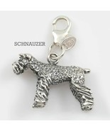 Schnauzer Dog Charm 3-d Solid Sterling Silver - $47.52
