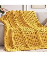 Chunky Knit Throw Blanket, Machine Washable Cute Comfy Blanket for Home ... - $100.86 CAD