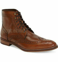 Handmade Men&#39;s Leather Dark Brown Casual &amp; Formal High Ankle Stylish Boots-617 - £224.32 GBP