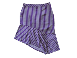 NWT Banana Republic Purple &amp; White Satin Stripe Asymmetrical Hem Skirt 14 - £15.07 GBP