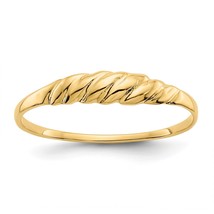 14K Yellow Gold Over Textured Ridged Dome Women&#39;s 925 Silver Wedding Band Ring - £61.20 GBP
