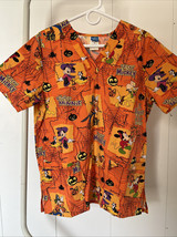 Disney Halloween Orange Mickey Minnie Mouse Scrubs Adult Womens M Medium - £9.26 GBP