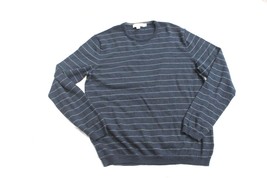 CALVIN KLEIN Navy &amp; Gray Striped Crewneck Sweater Shirt Sz M Wool Blend - £11.82 GBP