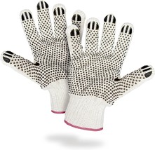 White Knit Gloves, Medium, 24 Pack, PVC Dotted, Breathable, Safety Work ... - £12.79 GBP