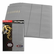 Pack Of 10 Bcw Sideload Pro 18-POCKET Binder Pages - Gray - £5.87 GBP