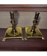 Vintage Pair Solid Brass Candlesticks Taper Candlestick Holders 6&quot;X5&quot; 19... - $49.49