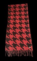 Lacoste Live Men’s Red Black Wool Blend Scarf Made in Italy NWT Fringe Logo image 3