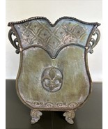 Planter Fleur-de-lis Metal Rectangular French Country 12.75” Jardiniere ... - €43,12 EUR