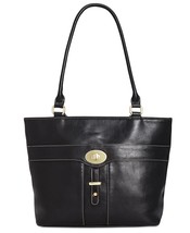 Giani Bernini Black Turn-Lock Glazed Tote Shopper Bag Faux Leather Handb... - $49.00