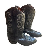 Tony Lama Wimberley Cowboy Boots CT833 Black Full Quill Ostrich Men&#39;s 9.5 D - £102.86 GBP