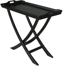 Console TRADE WINDS CHEDI Traditional Antique Tray Black Painted Mahogany  - $879.00