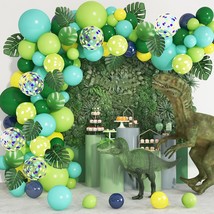 152Pcs Jungle Safari Theme Party Supplies, Dinosaur Balloons Garland Arch Kit Co - £18.08 GBP