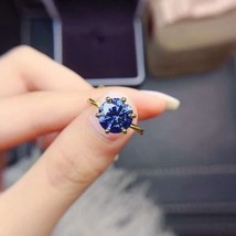 Blue Moissanite Beautiful Thread Ring, 925 Sterling Silver Diamond Ring. Fashion - £92.74 GBP