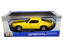 1971 Chevrolet Camaro Yellow with Black Stripes 1/18 Diecast Model Car by Maisto - £46.81 GBP