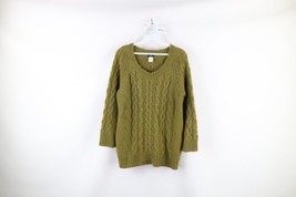 Vintage J Crew Womens Large Chunky Cable Knit Alpaca Wool Blend Sweater Green - £42.60 GBP
