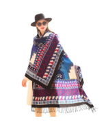 Anyyou Scarf 100% Merino Wool Purple Multipatterned  Silk Satin Large Wi... - $1,588.81 MXN