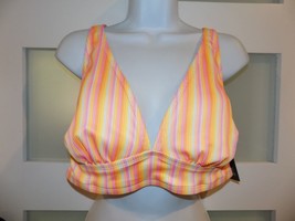 Wild Fable Multi Orange Striped Bikini Top Size 1X (16/18) Women&#39;s NEW - £14.62 GBP