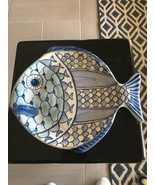Susan Painter Hand Cut From Clay Fish Shaped Snack Bowl  Hand Painted - $70.34 CAD