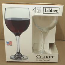 Libbey CLARET Wine Glasses Goblets Stemware Set of 4 10.5oz Glasses 310mL - £32.05 GBP
