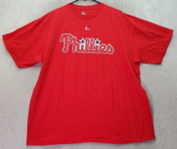 MLB Philadelphia Phillies Majestic T Shirt Baseball Men 2XL Red Hoskin Crew Neck - £12.38 GBP