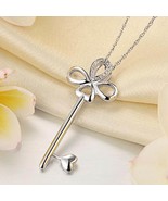14k white gold diamond key heart pendant/Diamond heart key necklace 14k ... - £909.98 GBP