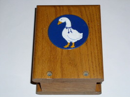 Goose Napkin Holder Oak Wood Tile Vintage - £27.82 GBP