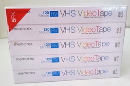 Memorex Video Recording Tapes 5 Pack T-120 Minute RV VHS Sealed Pack Brand New - £7.80 GBP