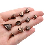 9 Pendant Bails Jewelry Hangers Antiqued Copper Hang Charms Assorted Lot... - $70.37 MXN