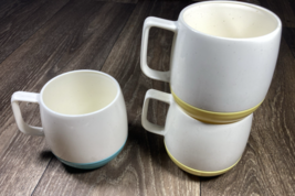 Vintage Vacron Bopp-Decker Vacuum Mugs Turquoise/Yellow Set of 3 - $16.80 CAD
