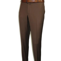 Men's MONO Turkey Slacks 100% Wool Plain Front Slim Fit 2502-12 Coco Brown image 6