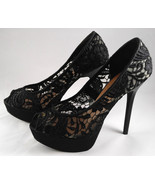MX No 6 Allure Woman’s High Heel Stiletto Shoes Pumps Black Lace Size 6 ½ - £39.16 GBP