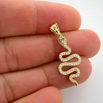 1.10 Ct Round Simulated Diamond Snake Pendant 925 Silver Gold Plated - £86.94 GBP