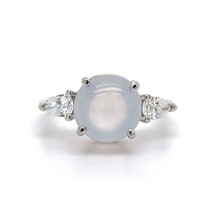 Platinum 3.21ct Ice Jadeite Jade and Diamond Ring Jewelry (#J5716) - £2,572.51 GBP