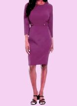 London Times Office Sheath Dress with Button Waist Detail Size: 4 Mulber... - $36.14