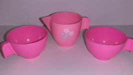 Fisher Price Fun w/Food 2 Bright Pink Tea Cup &amp; Creamer #2009 Tea Tray S... - $7.92