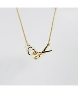 Scissor and Heart Charm Necklace Gold - $697.16 MXN