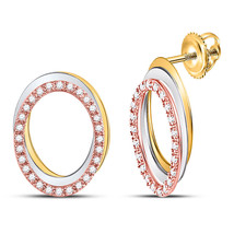 10kt Tri-Tone Gold Womens Round Diamond Oval Stud Earrings 1/5 Cttw - £270.18 GBP
