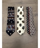 3 100% Silk Ties Hubert, Luciano Soprani &amp; Valentino - Geometric Patterns - $18.00