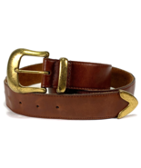 Brown Genuine Leather Belt - Brass Buckle - Women - €17,11 EUR