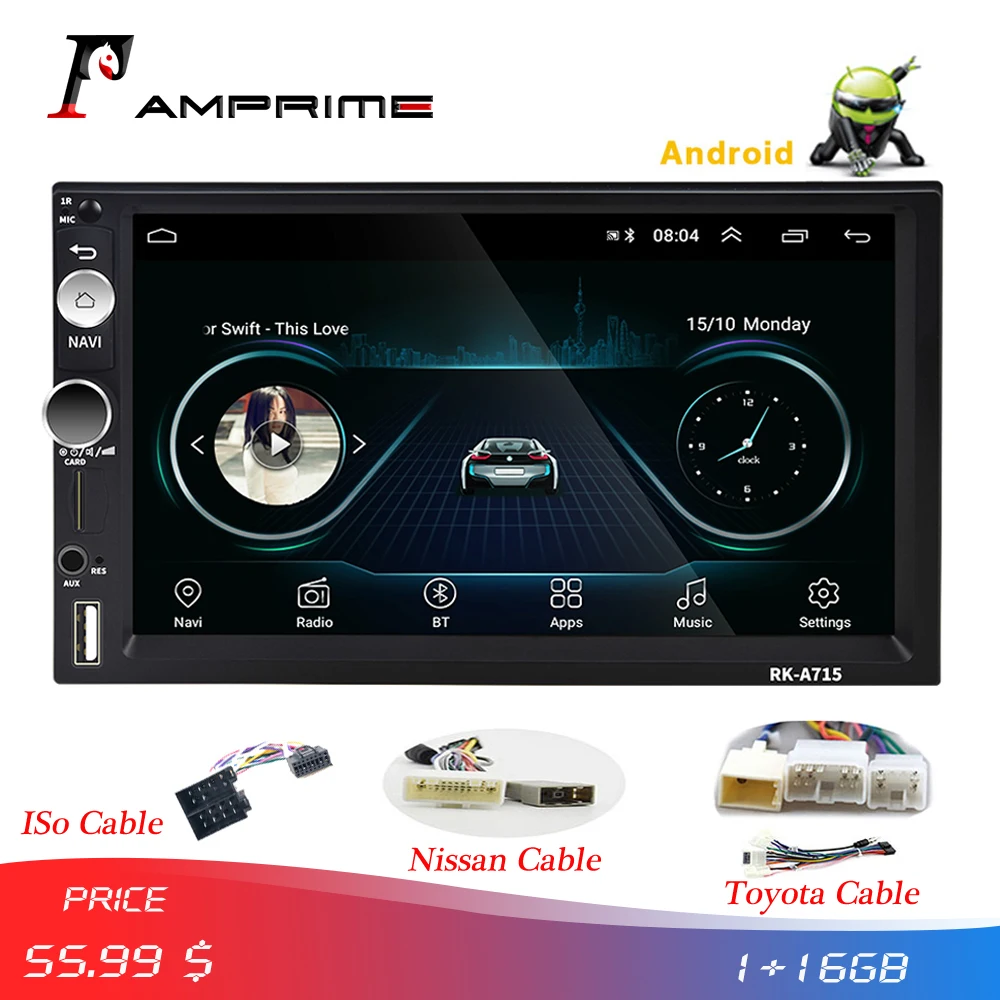 AMPrime 7018B Universal Car Multimedia Player Autoradio 2din Stereo 7&quot; Touch - £48.19 GBP+