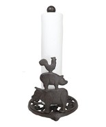 Cast Iron Rustic Farm Barn Animals Rooster Pig Cow Kitchen Paper Towel H... - $632.53 MXN