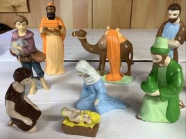 Vintage 10 Piece Porcelain Nativity Set  Hand Painted 6 Inch - $18.09