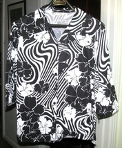 Black &amp; White Cotton Knit SHIRT Plus Size 2X Allison Daley II - $14.99