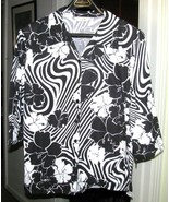 Black &amp; White Cotton Knit SHIRT Plus Size 2X Allison Daley II - €12,83 EUR