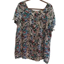 22/24W  3X Floral Print Blouse Top Cato Woman Button Front Flutter Sleeve - £18.98 GBP