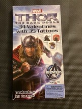 Thor The Dark World Valentine&#39;s Day Cards 32 Cards(7 designs) 35 Tattoos Ages 3+ - £6.40 GBP