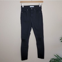 Topshop | Jamie Black High Rise Skinny Jeans Destroyed Distressed Knees, size 26 - £18.26 GBP