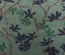 Donghia Tryst Liaison Blue Floral Vine Linen Velvet Upholstery Fabric By Yard - £62.68 GBP