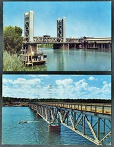 2 1960s Bridge POSTCARDS Tower Sacramento CA Upside-Down Ozarks MO Vintage - $10.32