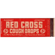 Vintage Matchbook Cover Red Cross Cough Drops 5 cents 1940s full length red - £6.97 GBP